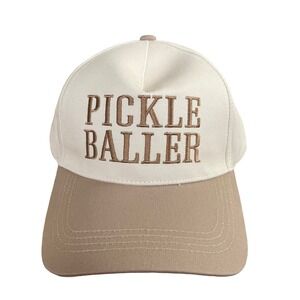 Pickle Baller Snapback Baseball Tan Embroidered Hat Cap One Size Adjustable New